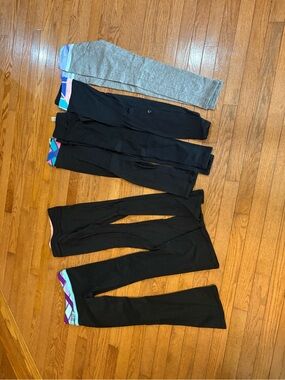 Ivivva Girls' Black and Gray Active Leggings with Color-Trim Waistbands
